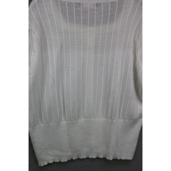 Curlbiuty Vintage Short Sleeve Scalloped Open Knit Button-Up Sweater-Size 2XL - Picture 9 of 10